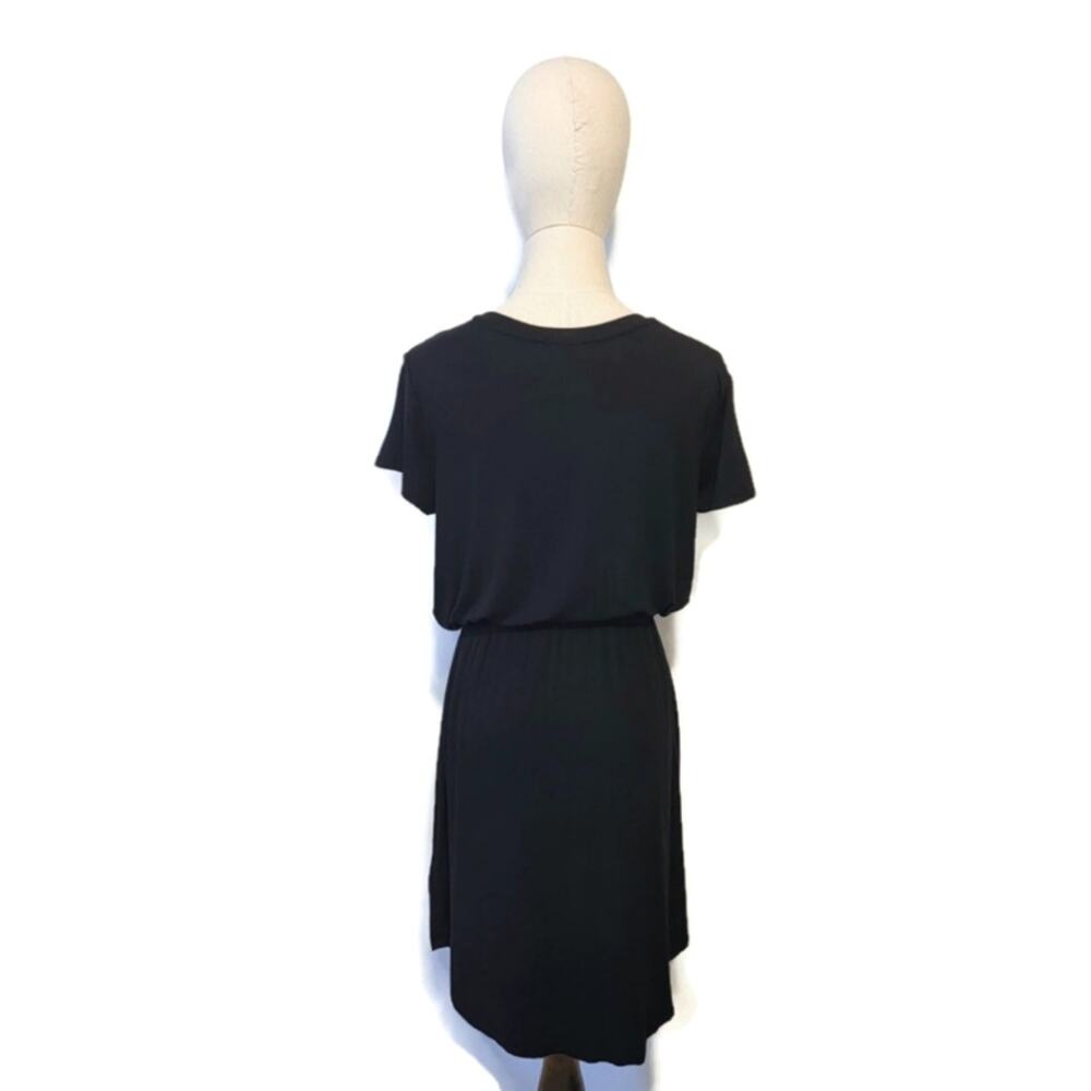 Olive & Oak Black Short Sleeve Drawstring Waist Jersey Knit Dress L - Picture 10 of 13